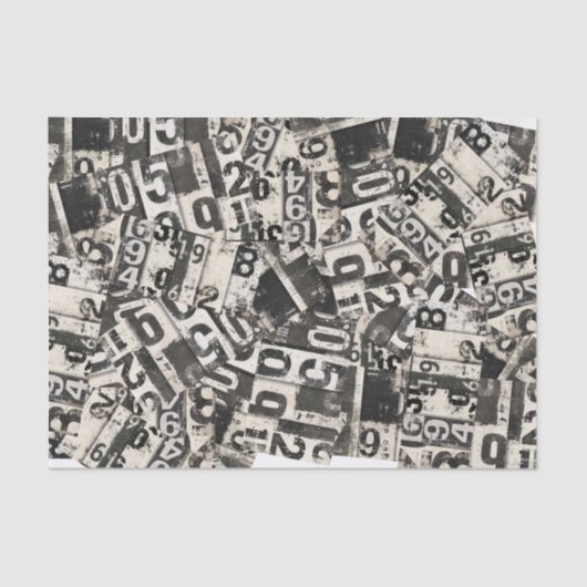 Grunge Nummers Decoupage Scrapbook Collage Gift Tissuepapier (Voorkant)