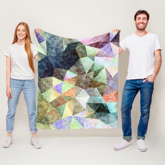 Grunge oldish retro polygonal geometrische driehoe fleece deken (In situ)