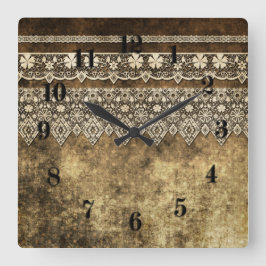 Grunge olidish  lace retro ornamental design vierkante klok