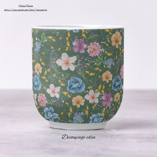 Grunge olijfgroen botanische Decoupage kunst Tissuepapier