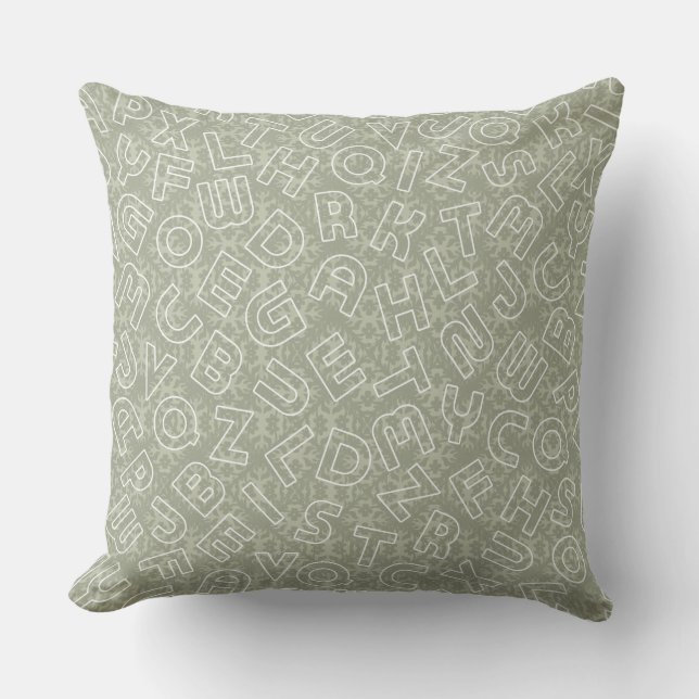Grunge Olive Alphabet Coussin inspirant (Recto)