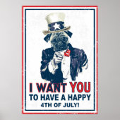 Grunge oom Sam 4 juli Poster Pug (Voorkant)
