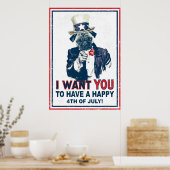 Grunge oom Sam 4 juli Poster Pug (Keuken)