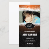 Grunge Orange Black Carte photo de graduation (Devant / Derrière)