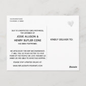 Grunge Paarse Edison Lights Uitgestelde bruiloft Briefkaart (Achterkant)