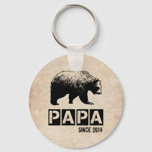 Grunge Papa Beer Jaar van Vaderschap Sleutelhanger