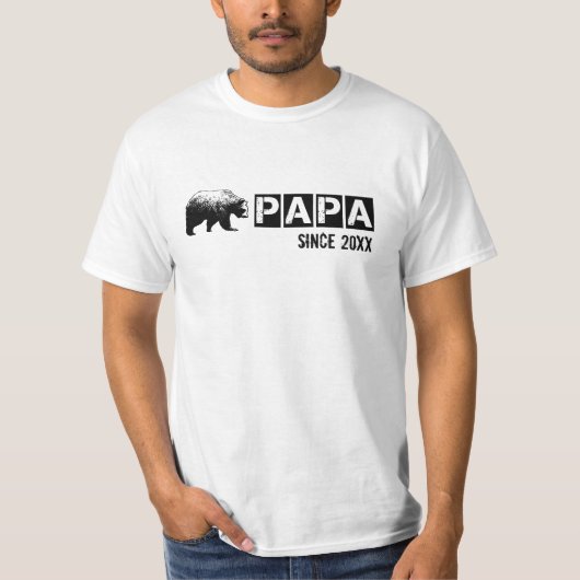 Grunge Papa Beer sinds 2014, zwart T-shirt (Voorkant)
