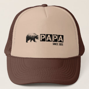 Grunge Papa Beer Sinds Jaar, Zwart Trucker Pet