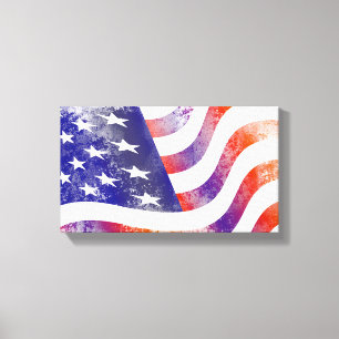 Grunge patriotic die de Amerikaanse vlag voert, Ol Canvas Afdruk