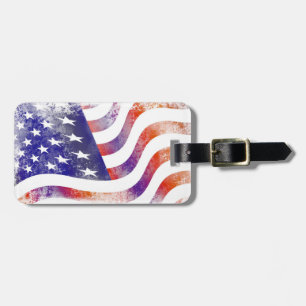 Grunge patriotic stromend Amerikaanse vlag, Old Gl Bagagelabel