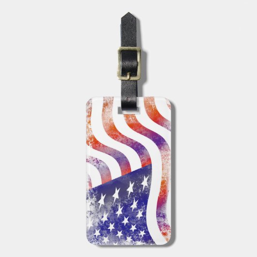 Grunge patriotic stromend Amerikaanse vlag, Old Gl Bagagelabel (Voorkant verticaal)