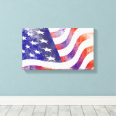Grunge patriotic stromend Amerikaanse vlag, Old Gl Canvas Afdruk (Insitu (Houten vloer))