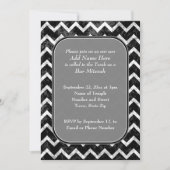 Grunge Pattern Black and White Chevron Bar Mitzvah Kaart (Voorkant)