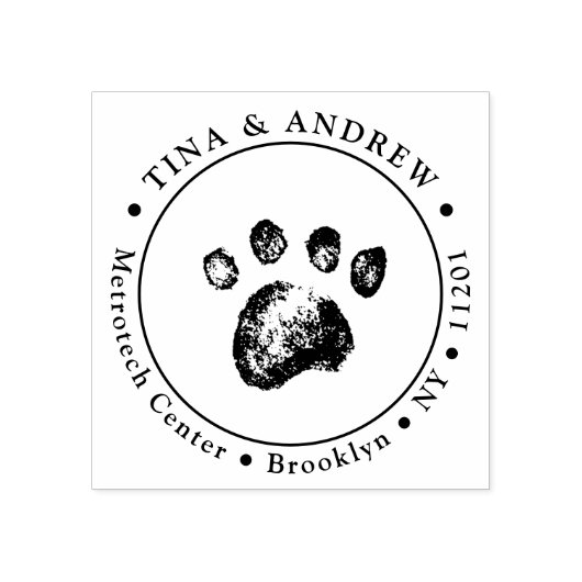 Grunge Paws Rond Douane Terugkeeradres Rubberstempel (Afrduk)