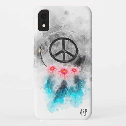 *~* Grunge Peace Sign Feathers Waterverf Case-Mate iPhone Case (Achterkant)