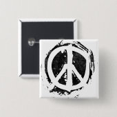 Grunge Peace Symbol Vierkante Button 5,1 Cm (Voorkant /achterkant)