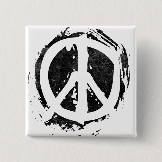 Grunge Peace Symbol Vierkante Button 5,1 Cm (Voorkant)
