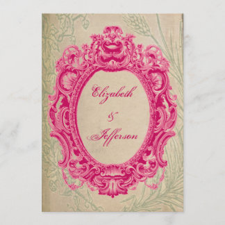 Grunge Pink Lijst Wedding Invitations Kaart