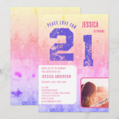 Grunge Pink Photo Anniversaire Invitation (Devant / Derrière)