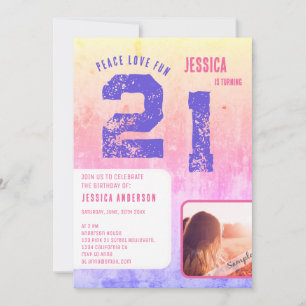 Grunge Pink Photo Anniversaire Invitation