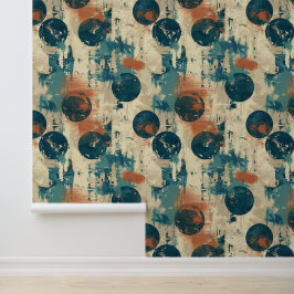 Grunge Polka Dot Blue Ball Brown krassen Modern Behang