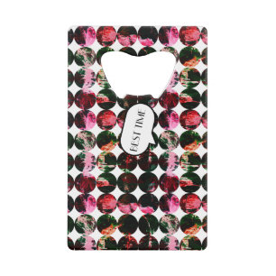 Grunge polka stippen Zwart Rood Wit Abstract. Kredietkaart Flessenopener