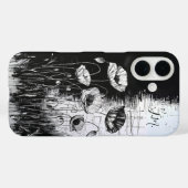 Grunge Poppy Zwart Wit Monogram Aangepaste naam Case-Mate iPhone Case (Achterkant (horizontaal))