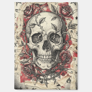 Grunge Punk Schedel en Rozen Illustratie Magneet