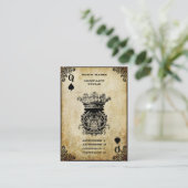 Grunge Queen of Spades Visitekaartje (Staand voorkant)