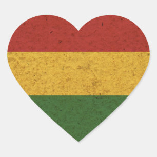 Grunge Rasta Kleuren Vlag Hart Sticker
