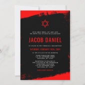 Grunge Red Black Bar Mitzvah Invitations (Devant)