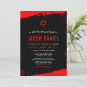 Grunge Red Black Bar Mitzvah Invitations (Debout devant)