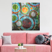 Grunge Retro Cirkels Canvas Afdruk (Insitu (Woonkamer))