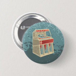 Grunge Retro Jukebox Ronde Button 5,7 Cm