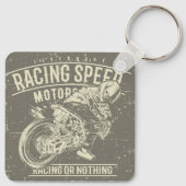 Grunge Retro Motorfiets Ontwerp Sleutelhanger (Achterkant)