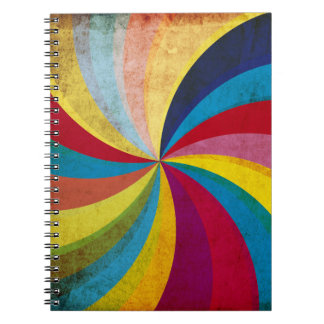 Grunge retro papier, kleurrijke wervelachtergrond. notitieboek