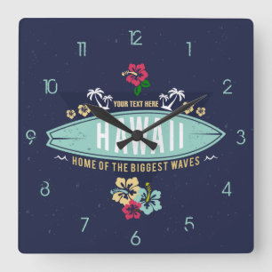 Grunge Retro Vintage Aloha Hawaï Surfer Vierkante Klok