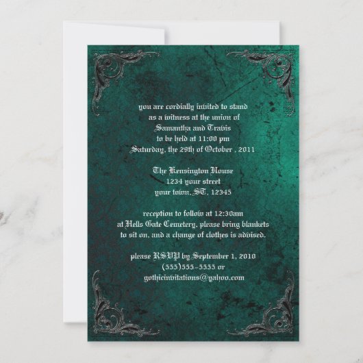 Grunge Roos Damask Gothic Invitation Kaart (Voorkant)
