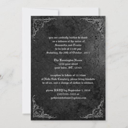 Grunge Rose Damask Gothique Invitation (Devant)