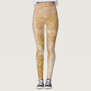** Grunge Roze Gouden Glitter Distressed Golden Leggings