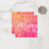 Grunge roze oranje moderne waterverf, aangepaste n notitiekaartje (Voorkant / Achterkant in situ)