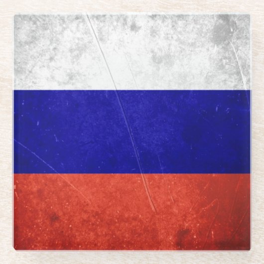 Grunge Russische vlag Glazen Onderzetter (Voorkant)