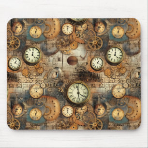 Grunge rustieke Steampunk klok (10) Muismat