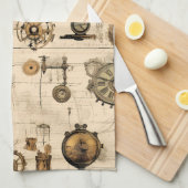 Grunge rustieke Steampunk klok (13) Theedoek (Quarter Fold)