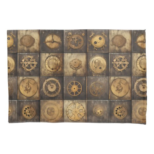 Grunge rustieke Steampunk klok (15) Kussensloop (Voorkant-Links)