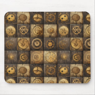 Grunge rustieke Steampunk klok (15) Muismat