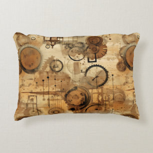 Grunge Rustieke Steampunk Klok (1) Accent Kussen