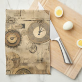 Grunge Rustieke Steampunk Klok (2) Theedoek (Quarter Fold)