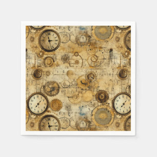 Grunge Rustieke Steampunk Klok (5) Servet