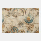 Grunge Rustieke Steampunk Klok (7) Theedoek (Horizontaal)